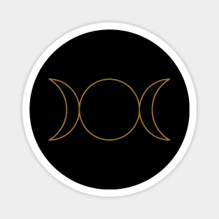 Triple Goddess Moon Symbol Gold Magnet